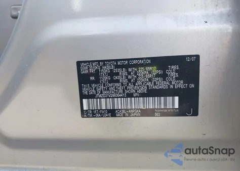 2008 Toyota Rav4 Limited z USA, uszkodzony, nr VIN JTMZD31V286064413